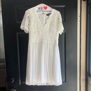 Short Sleeve White Lace Dress